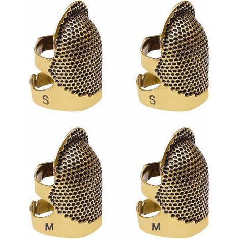 Un ensemble de 4 dés à coudre/protège-doigts, protège-doigts métalliques réglables, adaptés à la couture en 2 tailles. (1/5)