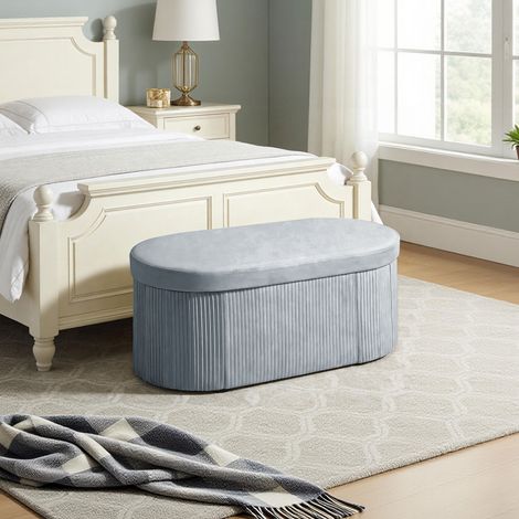 Panca contenitore, contenitore pieghevole, 72 L, 76x38x35 cm, rivestimento in velluto, baule contenitore grigio scuro
