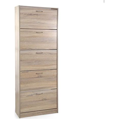 Scarpiera 5 ante legno rovere truciolare  63x24x180 cm