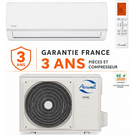 Climatiseur réversible AIRWELL Mono-split serie HDLA AURA wifi unité intérieure 2,9 kW + unité extérieure 2,9 kW (1/3)