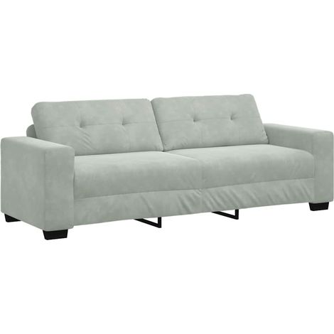 Divano a 3 Posti  Sofa Grigio Chiaro 220x78x80 cm in Velluto (1/5)