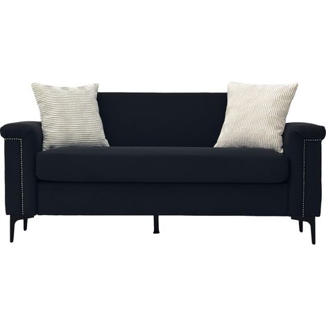 Canapé 2 places scandinave noir en tissu, structure en bois et pieds métal, compact 172×72×82 cm, idéal pour salon, appartement et petit espace CHICFURN (1/5)