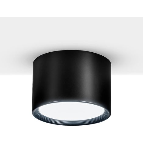 Faretto LED da soffitto, nero e bianco caldo (6000K), 12W, plafoniera per soggiorno, sala da pranzo, cucina, corridoio, camera da letto, Φ8,5CM