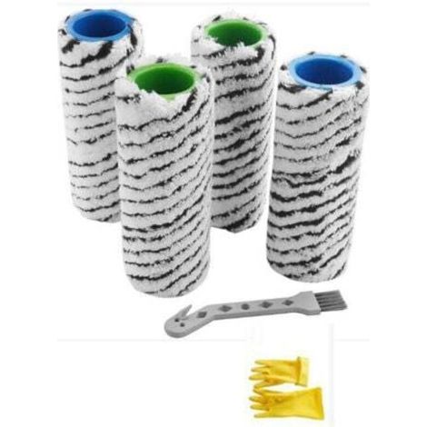 4-teiliges Set Steinwalzenbürsten für Kärcher FC7, FC7 Premium, FC5, FC5 Premium + Handschuhe