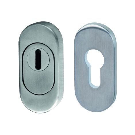 Ouvre&Déco – Lot de 2 rosaces ovales de sécurité pour cylindres – Acier inoxydable finition mat – Protection renforcée contre le forcement (1/2)