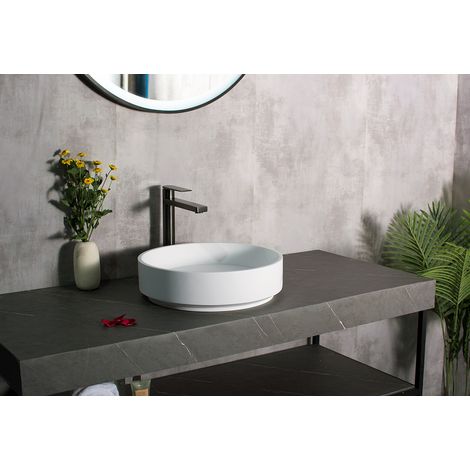 Aufsatzwaschbecken Bernstein NT2430 Mineralguss Weiß matt 42x42x11cm
