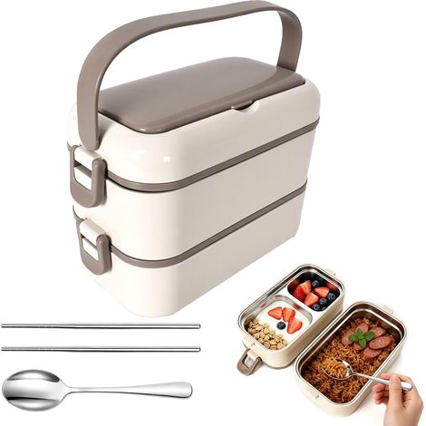 Lunchbox acier inoxydable 304 acier inoxydable 2 Etagen Bento Lunchbox avec Fächern (1/5)