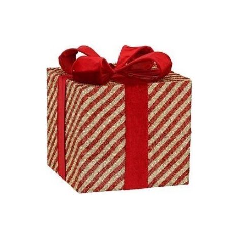 Pacco Regalo Decorativo 25X25X28CM Rosso e Oro Peraga Christmas