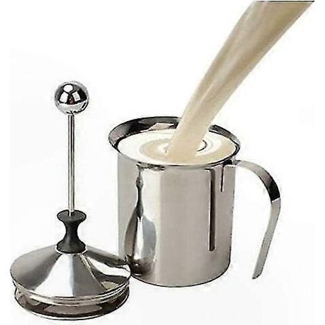 Doppelpumpen-Milchaufschäumer, 400 ml, Edelstahl, für Cappuccino und Milchschaumzubereitung (1/5)