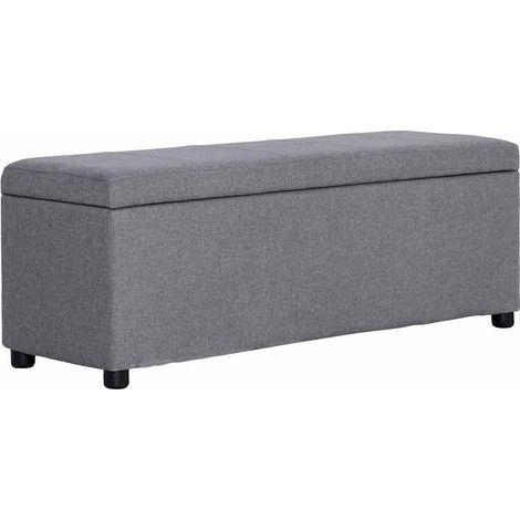Banc Coffre de rangement avec compartiment - Banquette Pouf 116 cm Gris clair Polyester BV911337 - BonneVie (1/5)