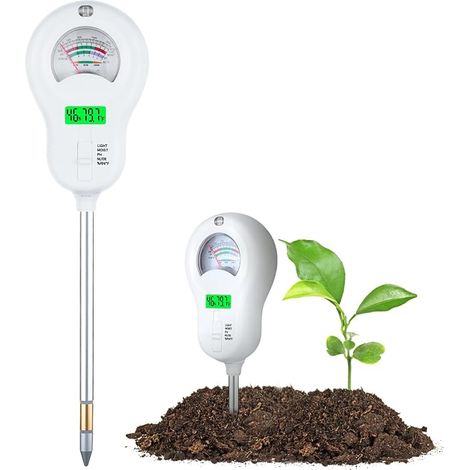 Testeur de sol numérique 6 en 1, testeur de pH du sol, humidité, fertilité du sol, température, lumière du soleil et humidité ambiante (1/5)