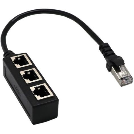 royaluxe -Câble répartiteur Ethernet RJ45, adaptateur répartiteur RJ45 mâle vers 3 femelles, câble adaptateur de commutateur Ethernet RJ45 professionnel pour connecteur de prise Ethernet de bureau à d (1/4)