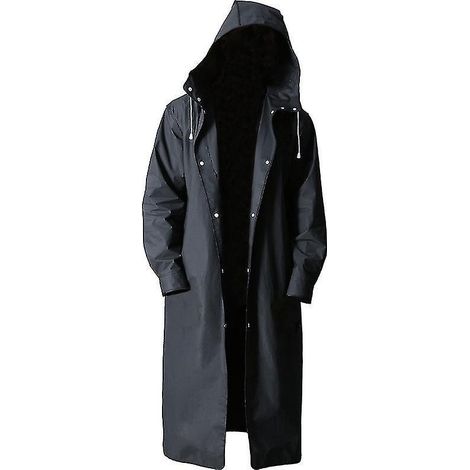 Langer Herren-Regenmantel, wiederverwendbarer Regenponcho mit Kapuze, ideal zum Wandern und Angeln, geeignet für Personen mit einem Gewicht zwischen 70 und 85 kg (1 Stück, schwarz)