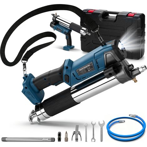 12000 PSI Pistolet à graisse Électrique Sans Balais Sans fil 160g/min 600g Pompe à Graisse Éclairage LED et 3 Buses Multifonctions Tuyau 100 cm avec Compatible Makita Sans batterie 21V pour l'Entretie