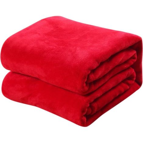 Plaid rouge 100×120 cm – flanelle douce/chaude, couverture bébé/jeté canapé, entretien facile