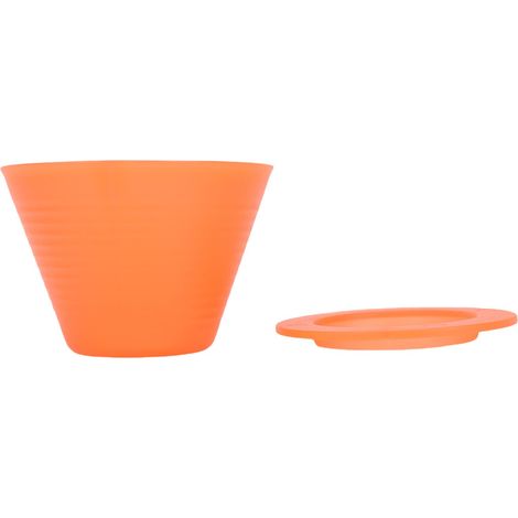 Flacher Kaffeefilter aus lebensmittelechtem PP, für die manuelle Kaffeezubereitung, für den Heim- und Profigebrauch, orange Farbe. (1/5)