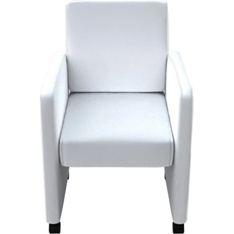 Chaises à manger  Chaise de cuisine lot de 4 blanc similicuir (1/5)