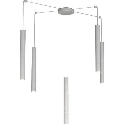 Sospensione Moderna Round Tube Metallo Grigio 5 Luci Gu10 (1/4)