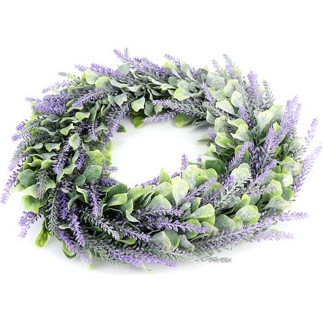 Couronne de fleurs de lavande artificielle pour porte, guirlande décorative de fenêtre de mariage (1/5)
