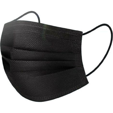 200x Schutzmaske Mundschutz Einweg Maske Gesichtsmaske 3 Lagig Vliesstoff Schwarz (1/3)
