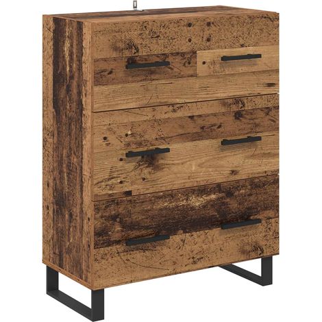 Maison La Vie - Buffet Salon Moderne - Meuble de rangement - Bois Ancien 69,5 x 34 x 90 cm Bois d'ingénierie et fer bu3055 (1/5)