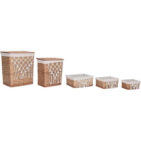 Cesta Ropa Set 5 Mimbre Algodon 47X35X55 Natural (1/5)