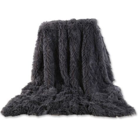 Couverture sherpa fausse fourrure grise 152 x 203 cm (15 livres), douce moelleuse pour lit/canapé-ARCAN (1/5)