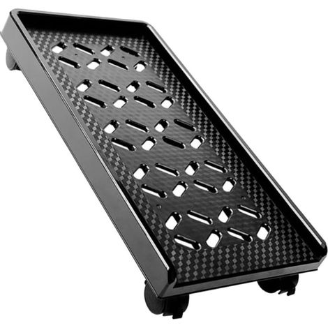Support pour Unité Centrale Mobile avec roulettes Support de Boîtier D'ordinateur en Plastique Noir 3 Côtés Ajourés Chariot à Glissière pour Bureau et Maison Compact Stable (1/5)