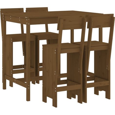 Maison Exclusive - 5-tlg. Gartenbar-Set Honigbraun Massivholz Kie