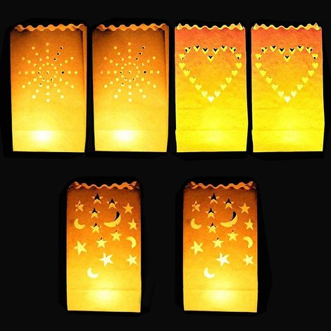 30 Teelichtbeutel, 3 Modelle, flammhemmendes Papier, LED-Kerzen (1/5)