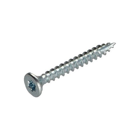 Vis bois TEKOR Tête fraisée Cranté 4.5X50 TORX T20 Acier zingué Filetage total Pointe antifendage type 17