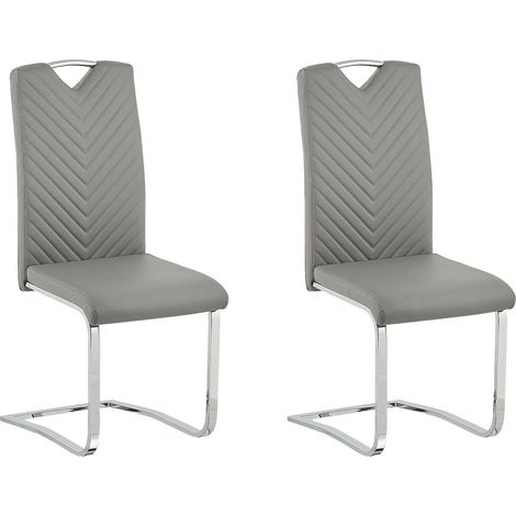 Set di 2 Sedie da Pranzo Cantilever in Pelle Sintetica Grigio Picknes