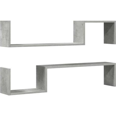 Maison Exclusive - Wandregale 2 Stk. Betongrau 100x15x20 cm Holzw