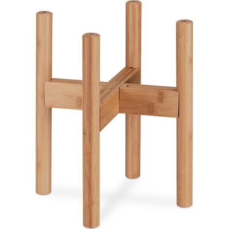 Set di 2 portapiante regolabili impilabili decorazione casa 25 x 25 x 60 cm in bambù naturale 130011688