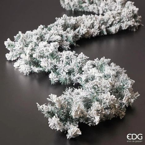 EDG Enzo De Gasperi Festone di Natale Pino Innevato L 270 Cm 180 Rami White Green