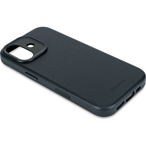 Funda trasera de cuero Decoded - Funda protectora de cuero compatible con MagSafe para iPhone 17 (azul marino oscuro) (1/5)