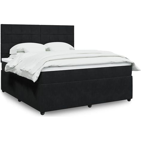 Boxspringbett mit Matratze Schwarz 180x200 cm Samt