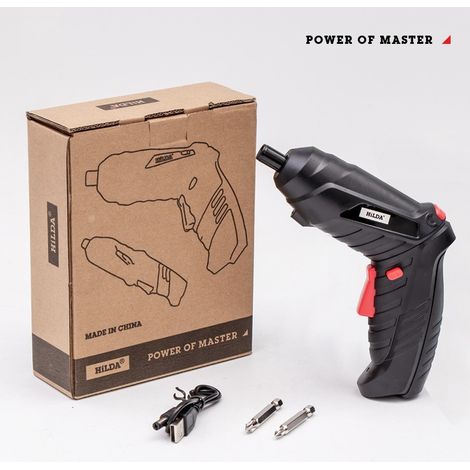 Tournevis électrique sans fil pliable USB‑C, noir, 0,32 kg, léger et compact, pour bricolage, montage meuble dortoir étudiant, réparation domestique (1/3)