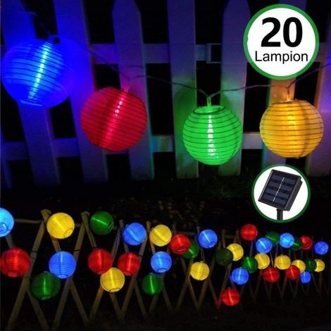 1 pièce Guirlande solaire extérieur, lanterne étanche avec 20 LED et 2 modes d'éclairage, décoration jardin et patio pour fêtes et Noël