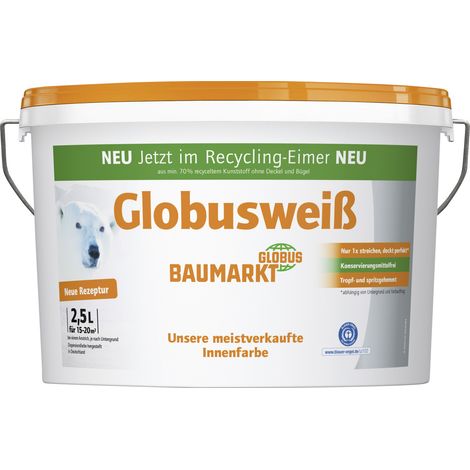 Globusweiß Wandfarbe weiß matt 2,5 L Innen