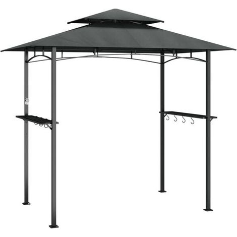 Gazebo de barbecue couleur anthracite et cadre latéral, dimensions : 240x150x243 cm, acier. (1/2)