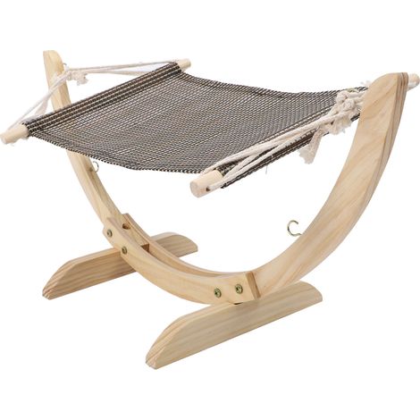 Hamac en bois pour chat, montage facile, hamac surélevé pour chatons, chiots et petits animaux de compagnie, en tissu mesh (1/5)
