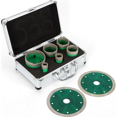 Jeu de scies diamantées 6 pcs M14 jeu de forets à noyau de carreaux 20-68mm jeu de forets à carreaux pour un perçage précis 2 lames de scie