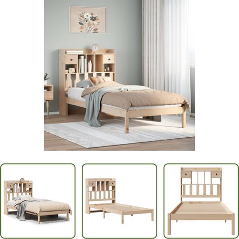 Sommeil - Lit bibliothèque sans matelas 75x190 cm bois de pin massif (1/5)