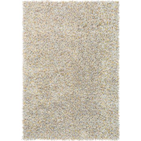 Tapis shaggy 250x350 orange et blanc tufté en laine rectangle motif faux uni YOUNG (1/4)