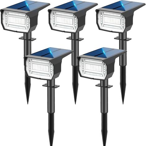 Spot Solaire Exterieur [5 Pack/72LED], 3 Modes IP67 Étanche Lampes Solaires Exterieures Jardin, 6500K Fonction 2 en 1 Spot Exterieur Pour Cour, Clôture, Chemin, Allée, Porche, Jardin, etc. (1/5)
