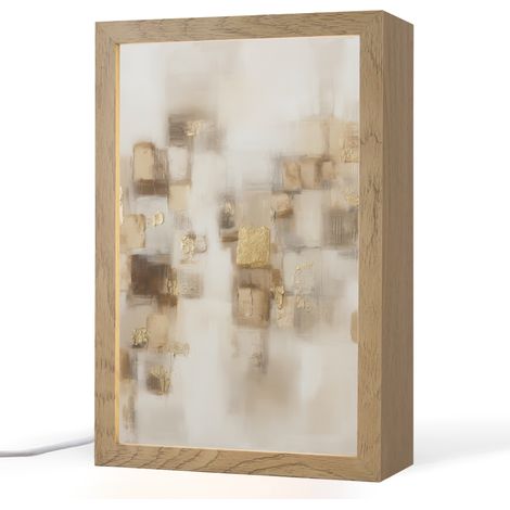 LAMPADA DA TAVOLO Quadrati astratti - Toni della terra - Nebbia 20x30 cm