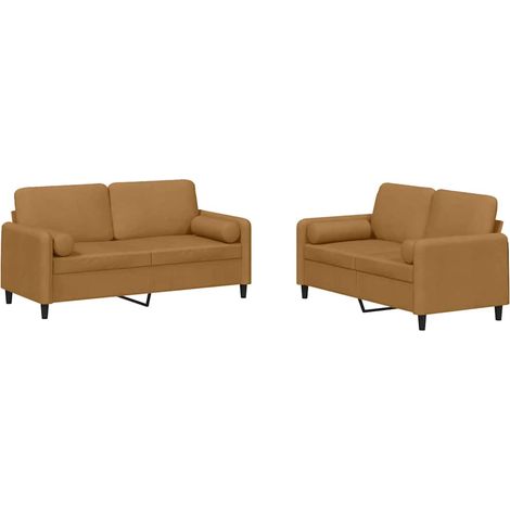 Maison Exclusive - Ensemble de canapés 2 pcs avec coussins marron velours (1/5)