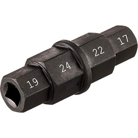 Clé hexagonale pour essieu, 4 queues hexagonales métriques, 17 mm, 19 mm, 22 mm, 24 mm, noire, traite thermiquement