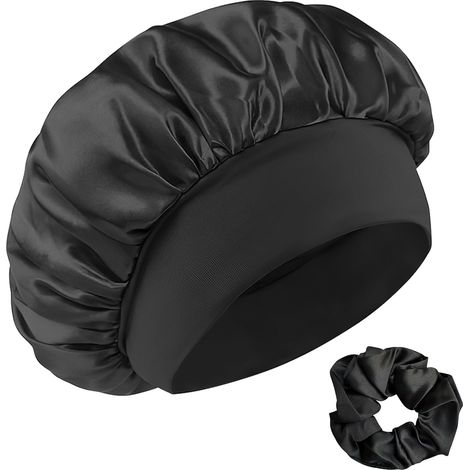 Bonnet Satin Cheveux Nuit Élastiqués, Protection Cheveux Sommeil, Doux Bonnet Soie Nuit (1/5)